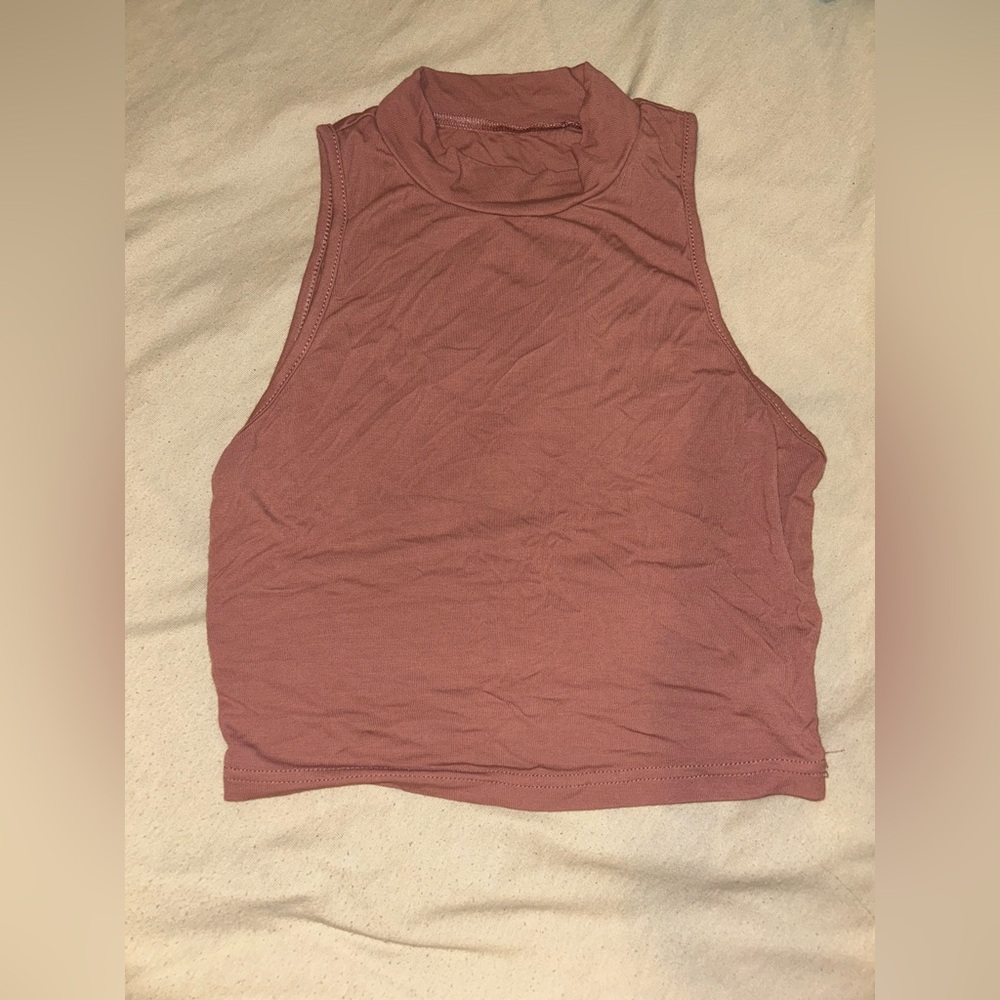 SHEIN Sleeveless Mock Neck Top in Dusty Rose